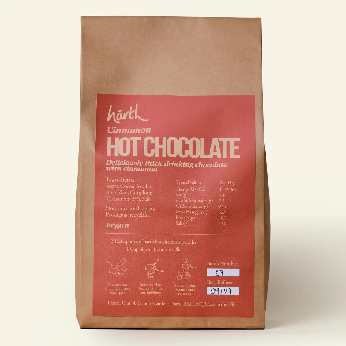 Harth Cinnamon Hot Chocolate 1KG Refill Bag
