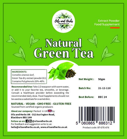 Natural Green Tea Extract Powder 10:1 Contains Polyphenols 20%-40%.