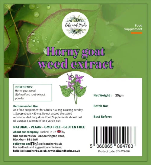 Organic Horny Goat Weed Extract Powder - 100% Pure and Natural