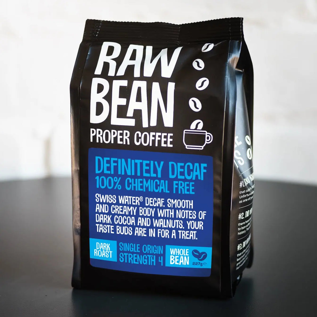 Raw Bean Definitely Decaffeinated Dark Roast Single Origin Coffee Beans 227g