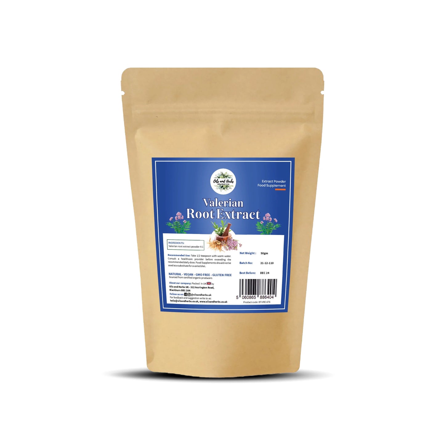 Organic Valerian Root Extract Powder - 4:1- 100% Pure and Natural