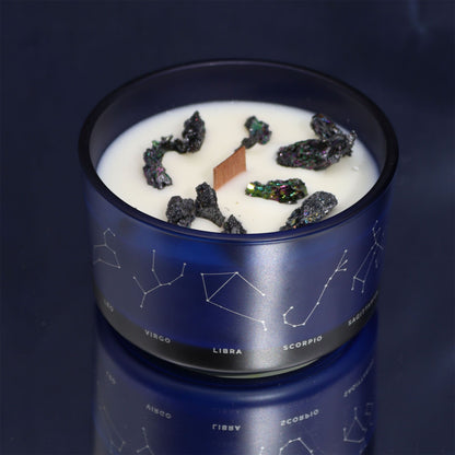 Zodiac Crystal Candle with Gemstone Bracelet - Aquarius