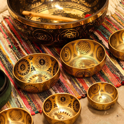 Pure Brass Etched Buddha - Set of 4 - Approx 3.85kg