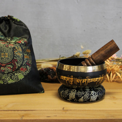 Lotus Flower Singing Bowl Set - Black