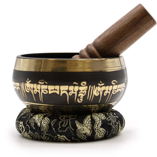 Lotus Flower Singing Bowl Set - Black