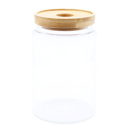 Cottage Bamboo Glass Jar