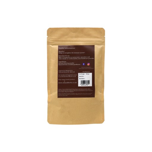 Organic Korean Ginseng Root Powder - Panax Ginseng- 100% Pure and Natural