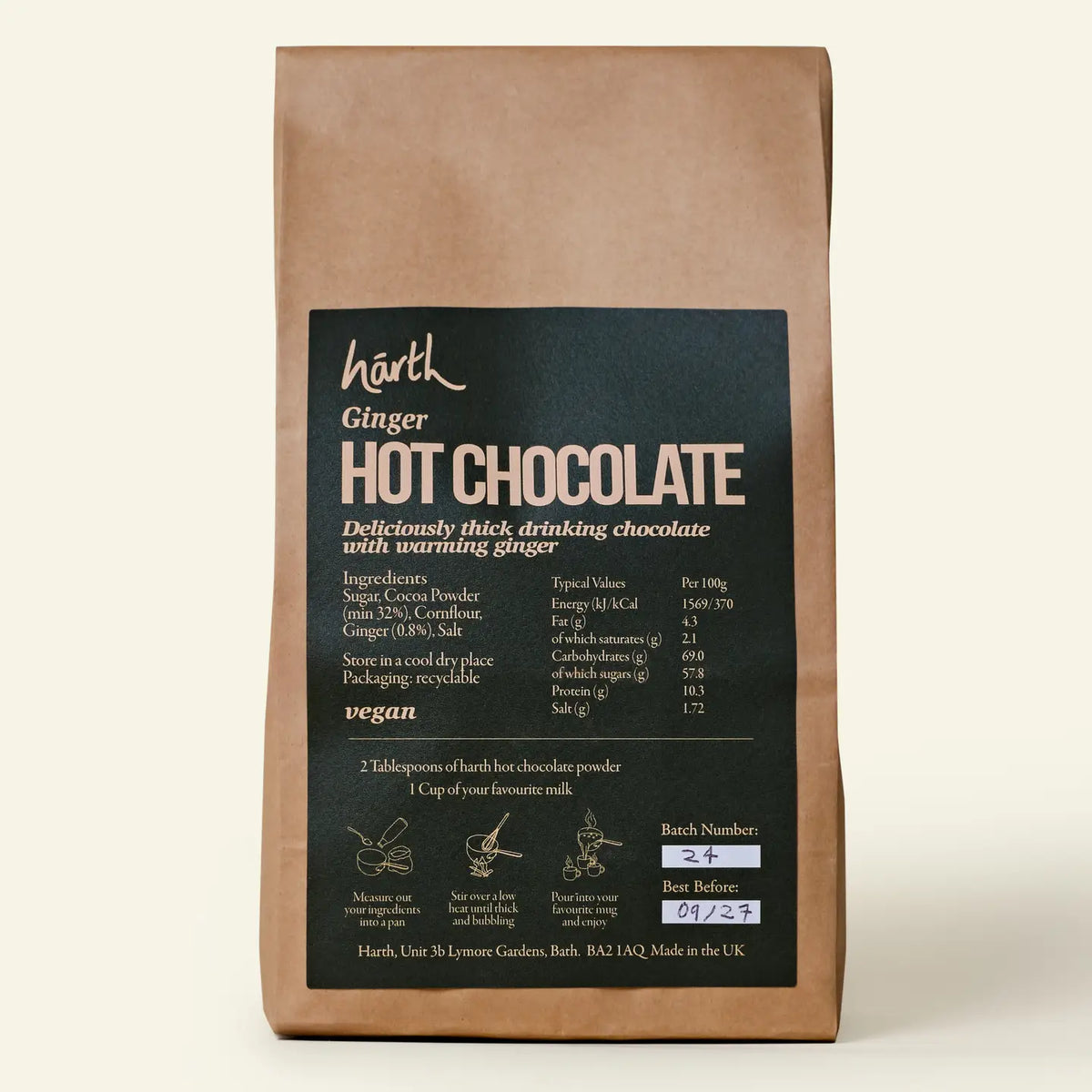 Harth Ginger Hot Chocolate 1KG Refill Bag